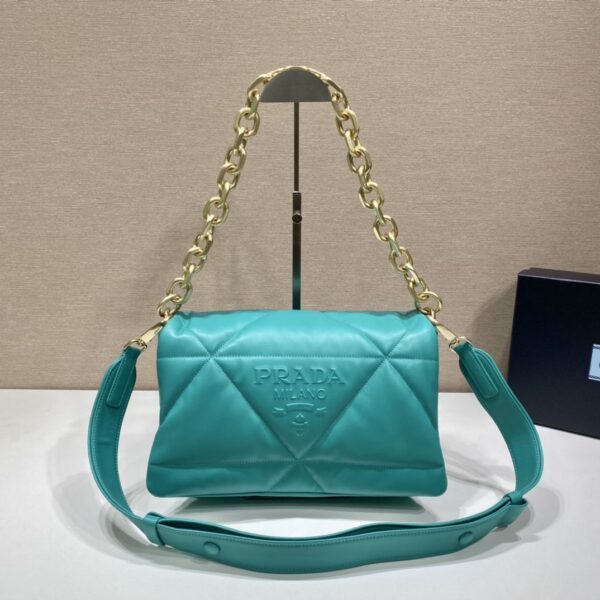Prada System Nappa Patchwork Shoulder Bag Jade Green For Women, Women's Bags 7.5in/19cm