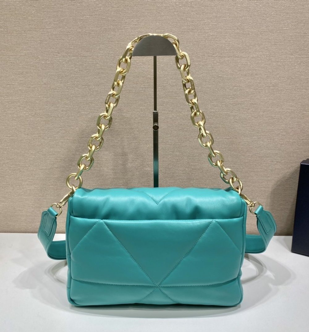 Prada System Nappa Patchwork Shoulder Bag Jade Green For Women, Women's Bags 7.5in/19cm
