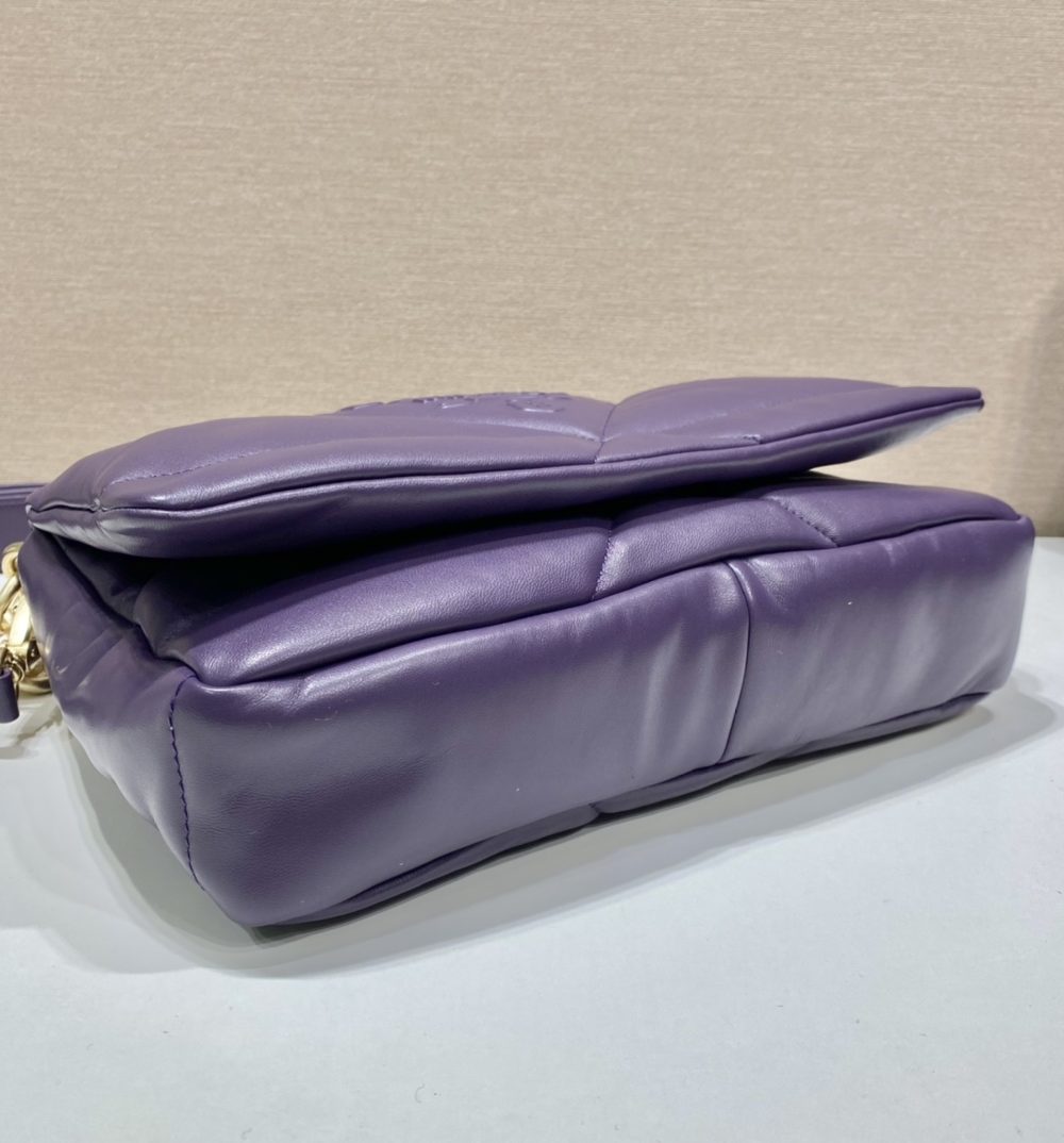 Prada System Nappa Patchwork Shoulder Bag Purple For Women, Women's Bags 7.5in/19cm