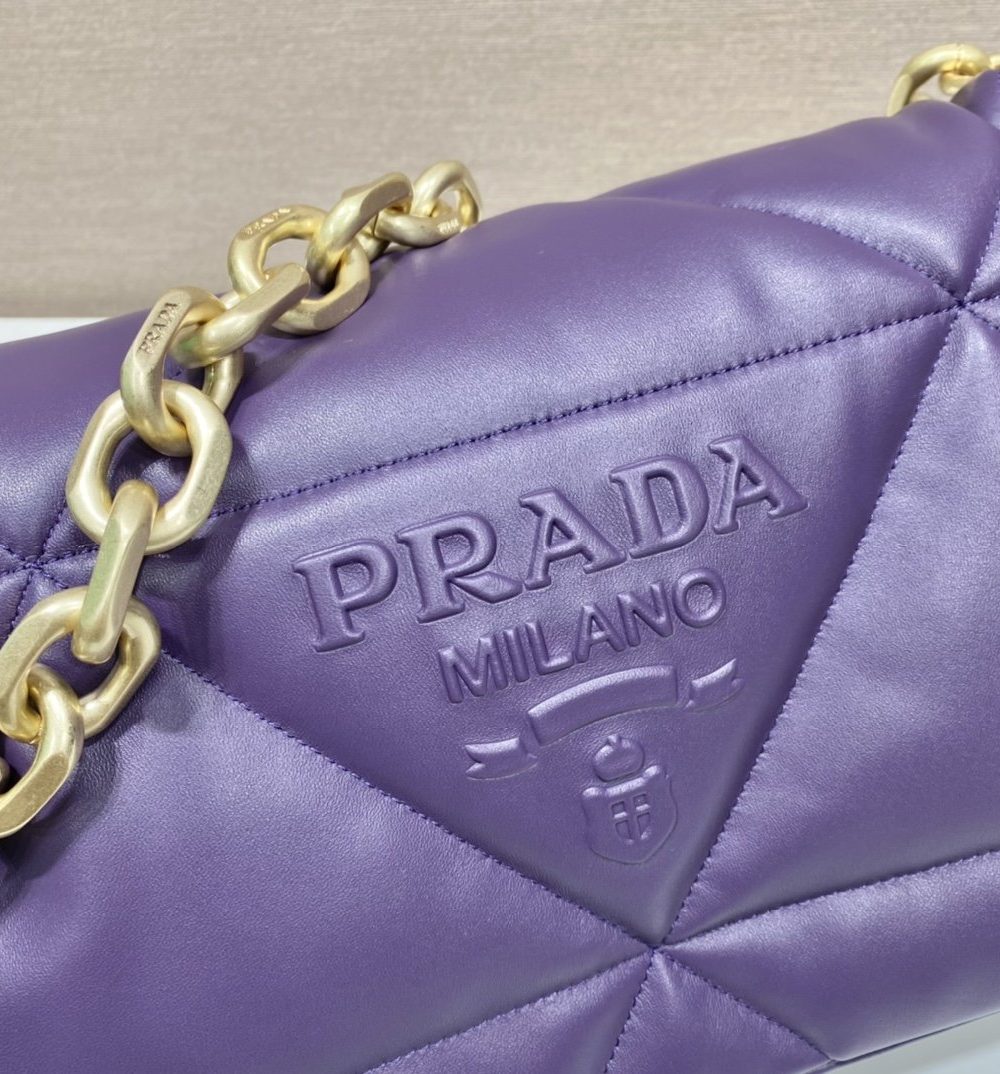 Prada System Nappa Patchwork Shoulder Bag Purple For Women, Women's Bags 7.5in/19cm