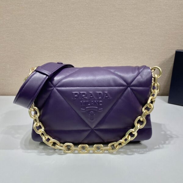 Prada System Nappa Patchwork Shoulder Bag Purple For Women, Women's Bags 7.5in/19cm