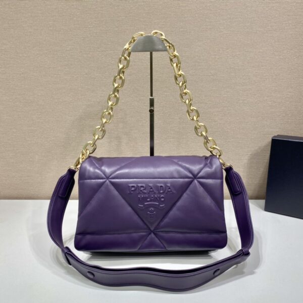 Prada System Nappa Patchwork Shoulder Bag Purple For Women, Women's Bags 7.5in/19cm