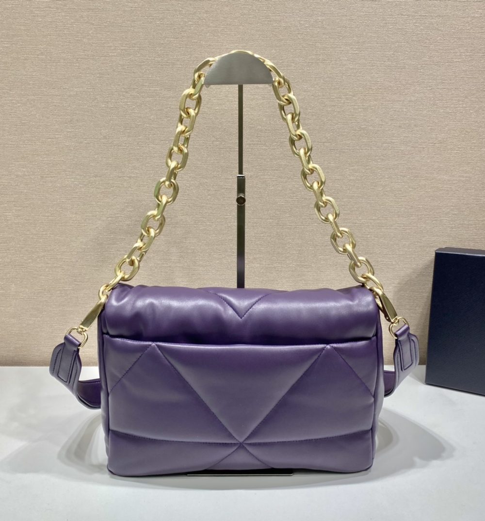 Prada System Nappa Patchwork Shoulder Bag Purple For Women, Women's Bags 7.5in/19cm