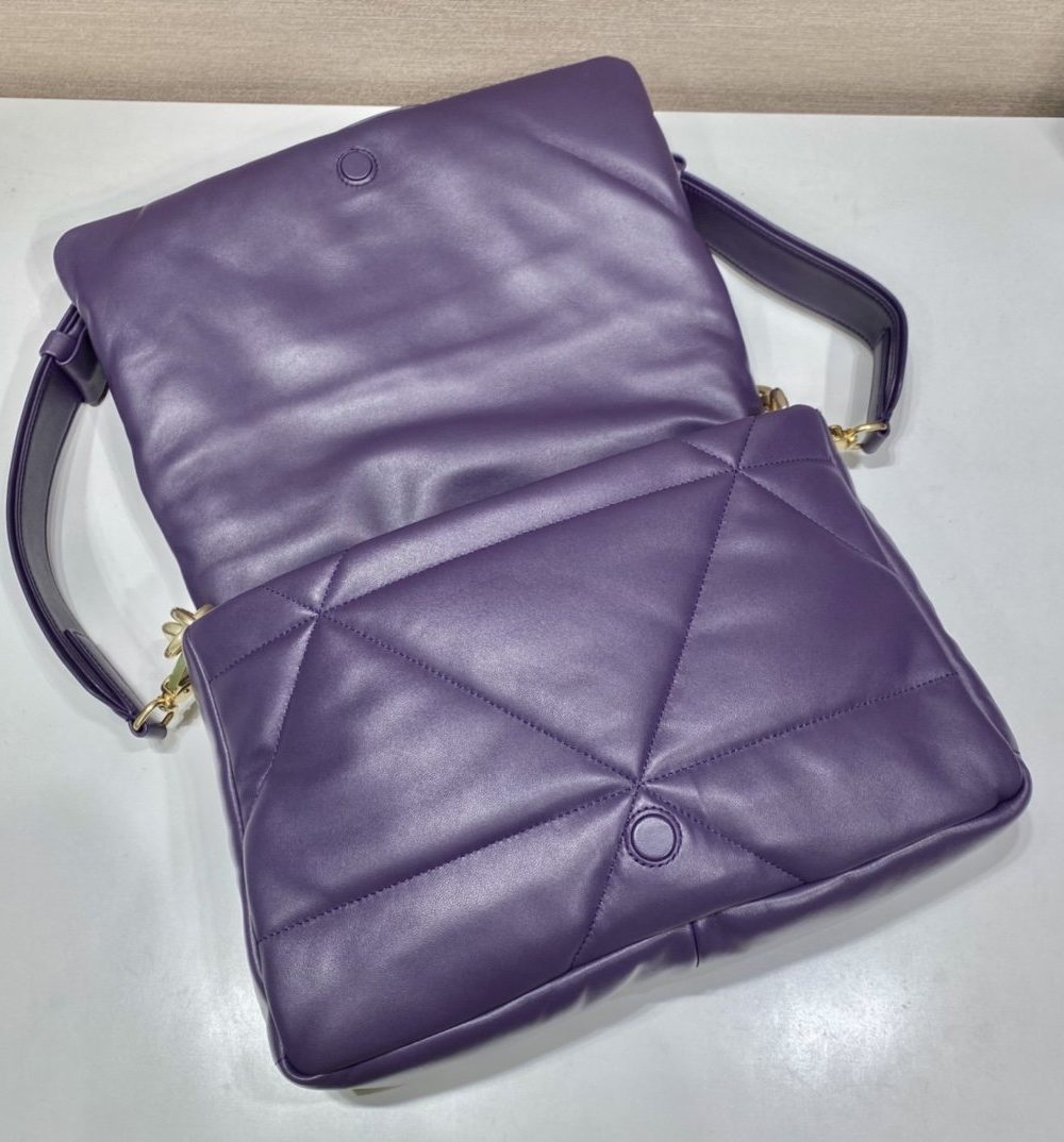 Prada System Nappa Patchwork Shoulder Bag Purple For Women, Women's Bags 7.5in/19cm