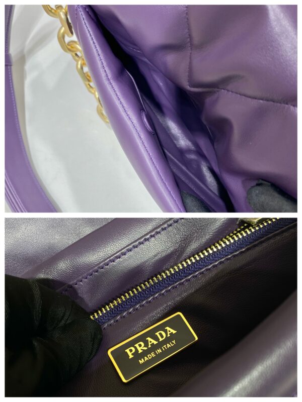 Prada System Nappa Patchwork Shoulder Bag Purple For Women, Women's Bags 7.5in/19cm