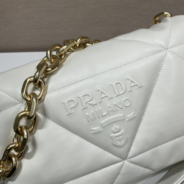 Prada System Nappa Patchwork Shoulder Bag White For Women, Women's Bags 7.5in/19cm
