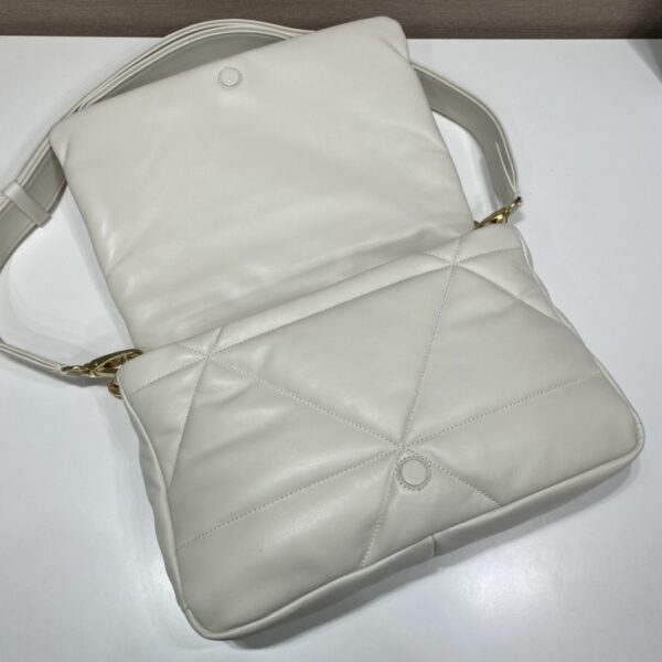 Prada System Nappa Patchwork Shoulder Bag White For Women, Women's Bags 7.5in/19cm