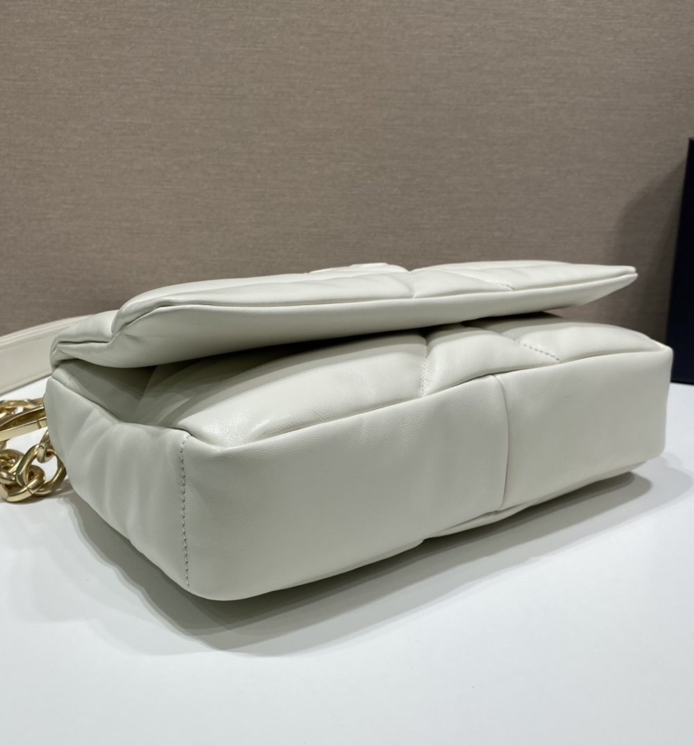 Prada System Nappa Patchwork Shoulder Bag White For Women, Women's Bags 7.5in/19cm