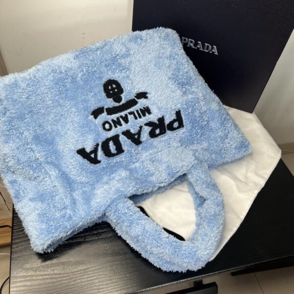 Prada Terry Tote Bag Blue For Women, Women's Bags 15.7in/40cm 1BG130_2DXO_F0D4O_V_MWO