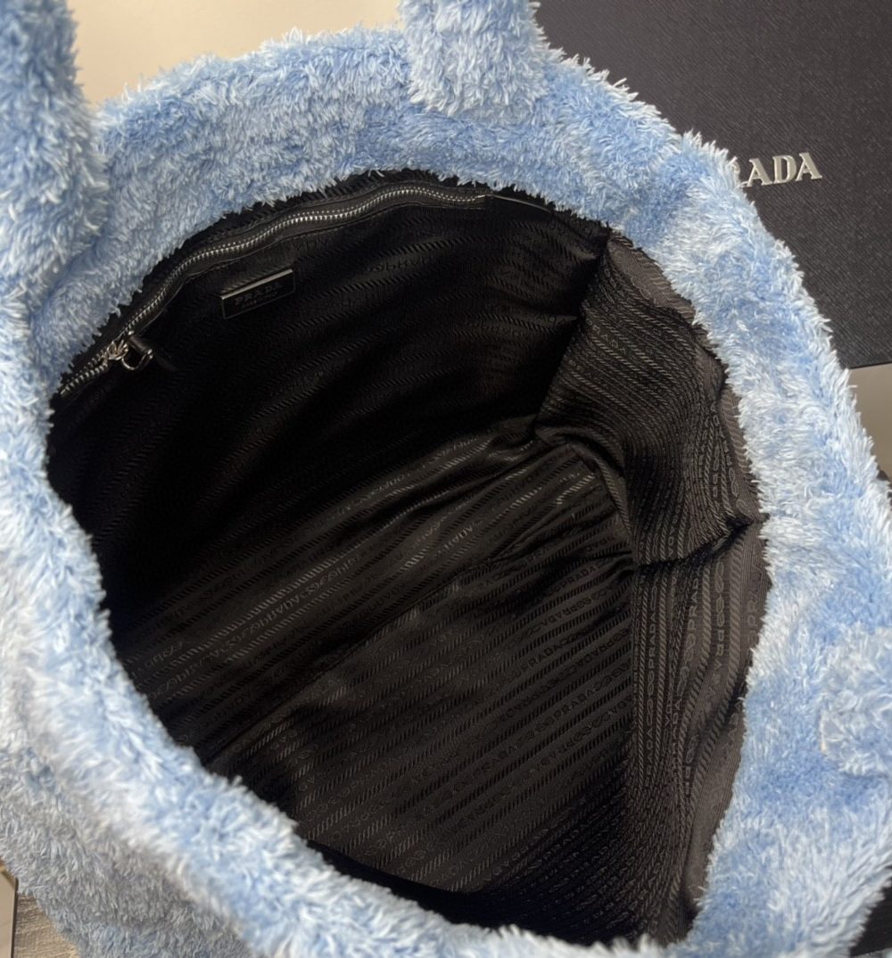 Prada Terry Tote Bag Blue For Women, Women's Bags 15.7in/40cm 1BG130_2DXO_F0D4O_V_MWO