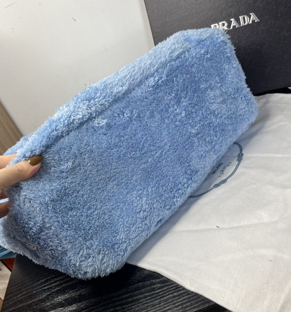 Prada Terry Tote Bag Blue For Women, Women's Bags 15.7in/40cm 1BG130_2DXO_F0D4O_V_MWO