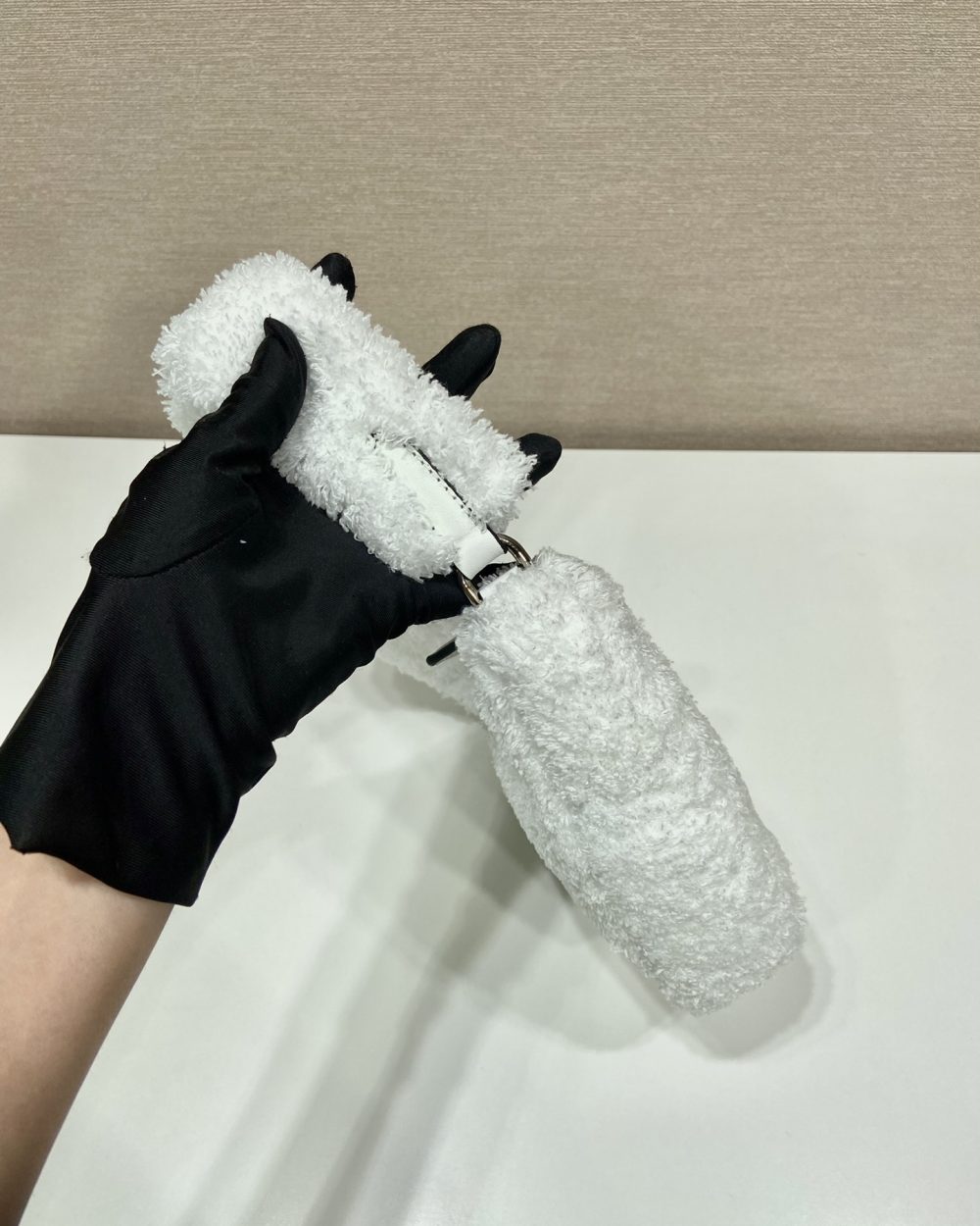 Prada Terrycloth Pouch White For Women, Women's Bags 10in/26cm