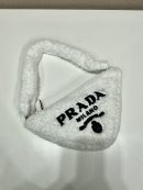 Prada Terrycloth Pouch White For Women, Women's Bags 10in/26cm