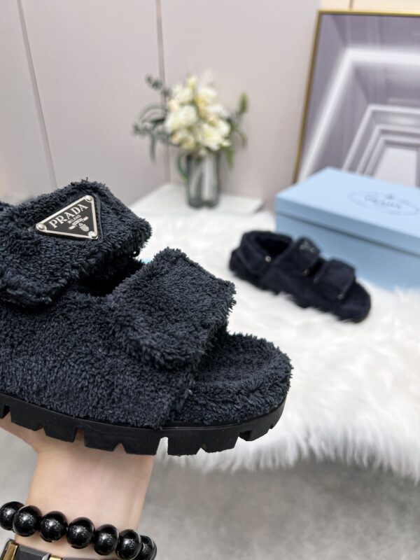 Prada Terrycloth Sandals Black For Women 0.8in/20mm PRD