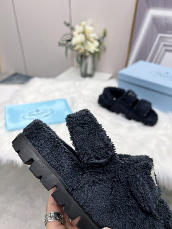 Prada Terrycloth Sandals Black For Women 0.8in/20mm PRD