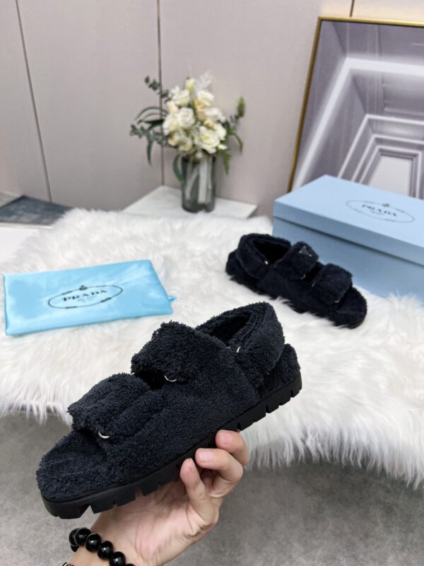 Prada Terrycloth Sandals Black For Women 0.8in/20mm PRD
