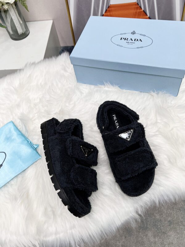 Prada Terrycloth Sandals Black For Women 0.8in/20mm PRD