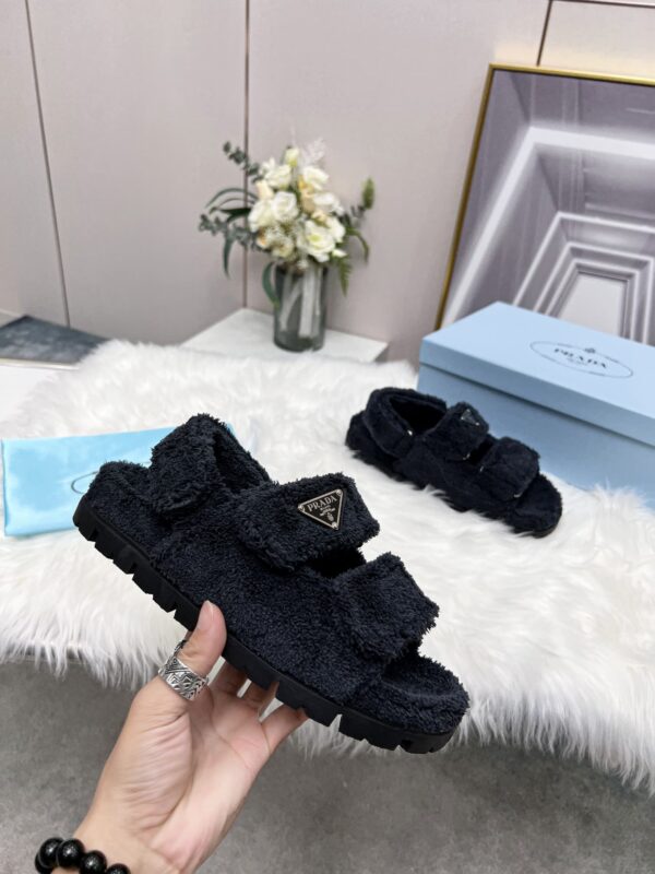 Prada Terrycloth Sandals Black For Women 0.8in/20mm PRD