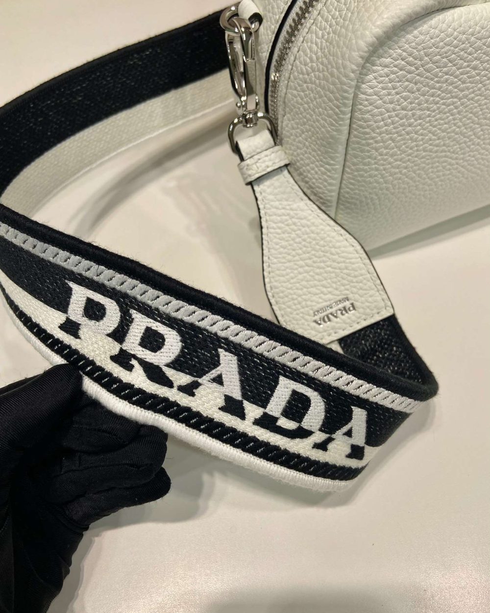 Prada Top-Handle Bag Brown/White/Green Khaki For Women 9.4in/24cm 1BB102_2DKV_F02Z8_V_3OO