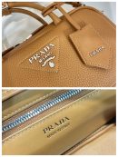 Prada Top-Handle Bag Brown/White/Green Khaki For Women 9.4in/24cm 1BB102_2DKV_F02Z8_V_3OO