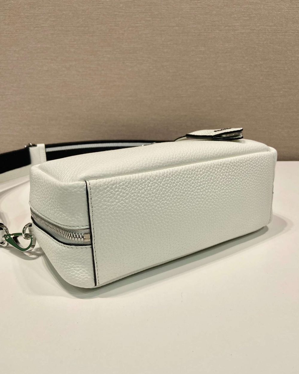 Prada Top-Handle Bag Brown/White/Green Khaki For Women 9.4in/24cm 1BB102_2DKV_F02Z8_V_3OO