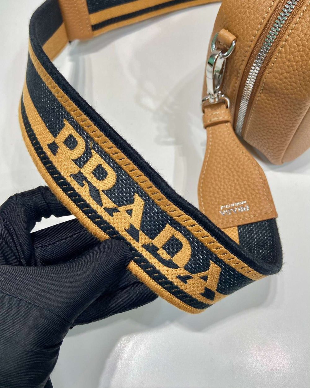 Prada Top-Handle Bag Brown/White/Green Khaki For Women 9.4in/24cm 1BB102_2DKV_F02Z8_V_3OO