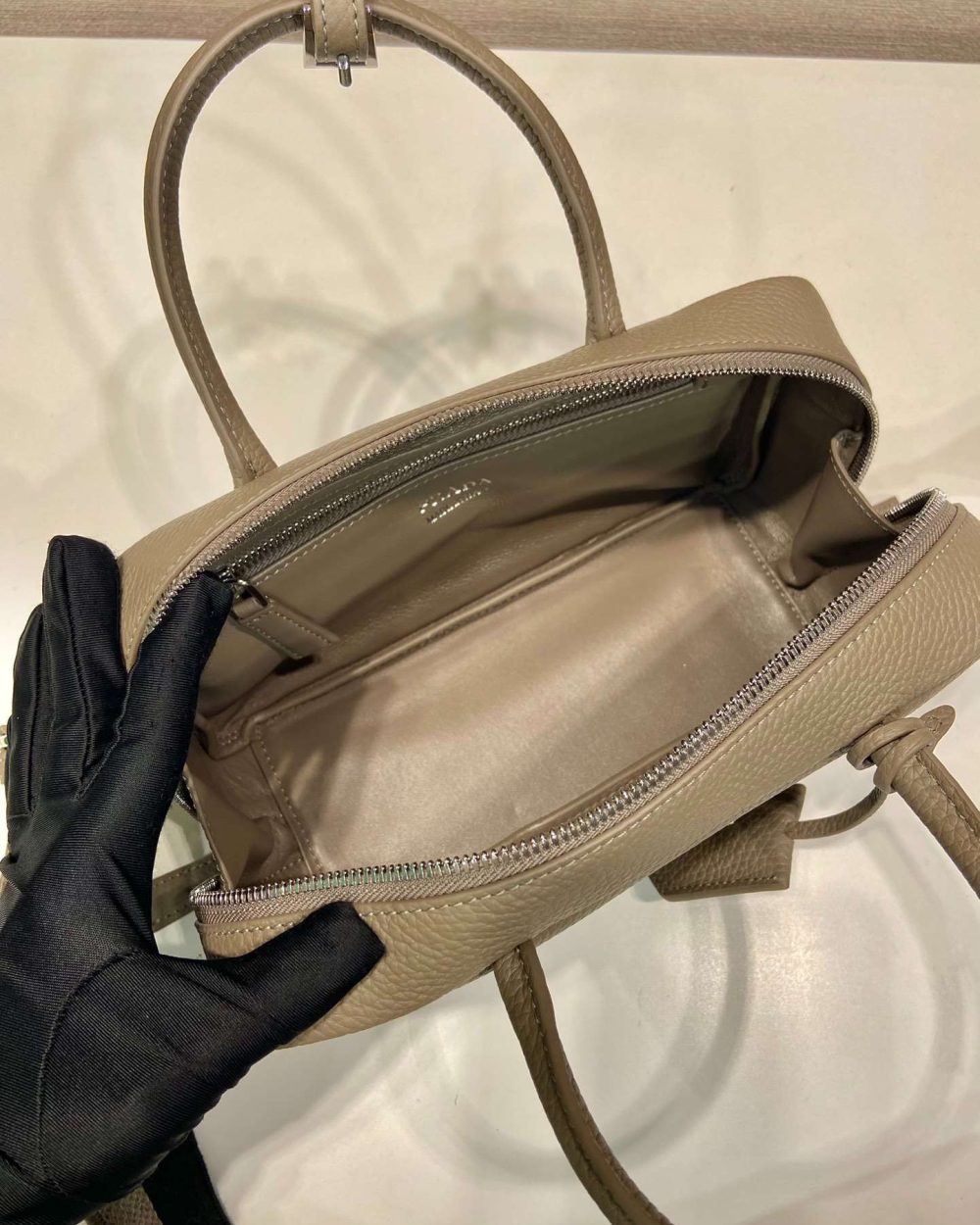 Prada Top-Handle Bag Brown/White/Green Khaki For Women 9.4in/24cm 1BB102_2DKV_F02Z8_V_3OO