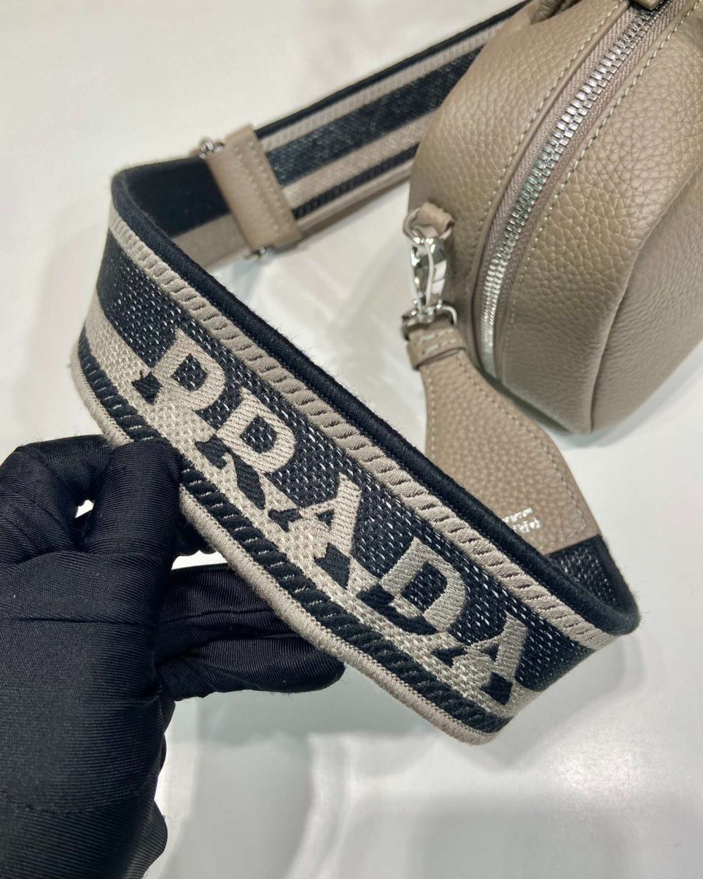 Prada Top-Handle Bag Brown/White/Green Khaki For Women 9.4in/24cm 1BB102_2DKV_F02Z8_V_3OO