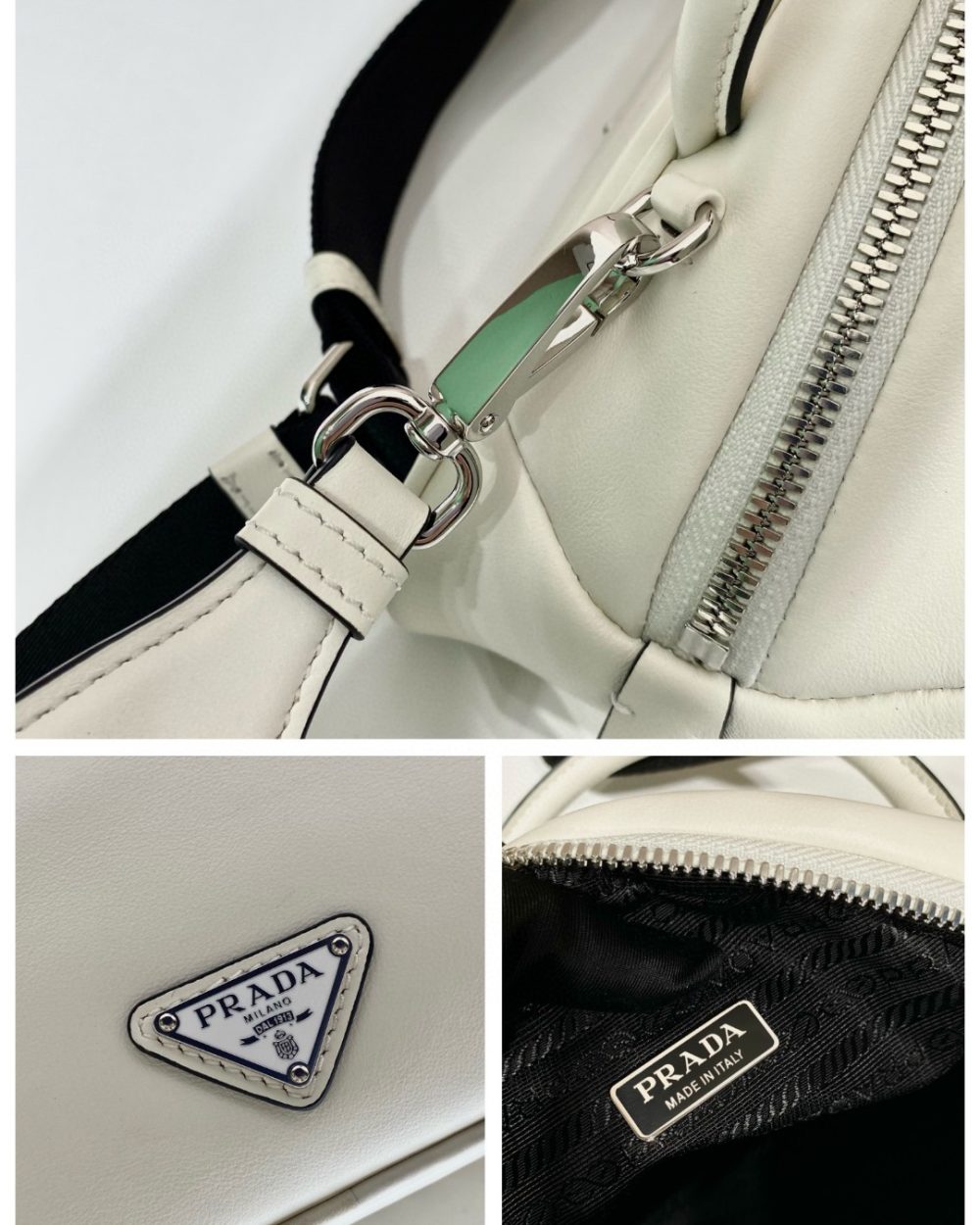 Prada Triangle Bag White For Women, Women's Bags 9.8in/25cm 1BB082_2BYA_F0009_V_NEO