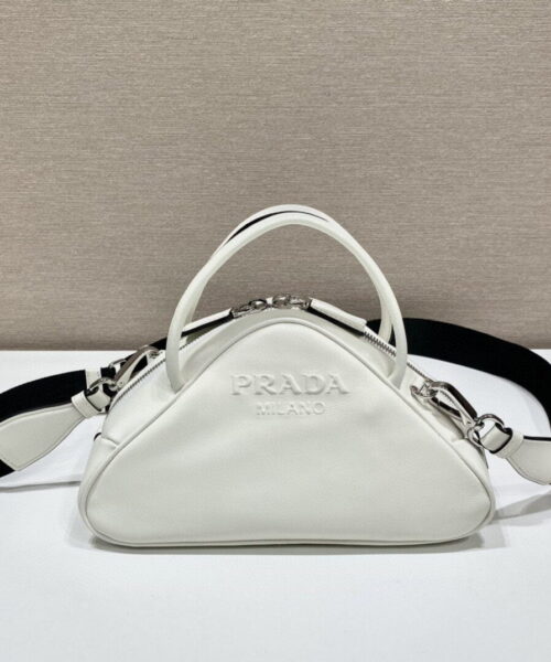 Prada Triangle Bag White For Women, Women's Bags 9.8in/25cm 1BB082_2BYA_F0009_V_NEO