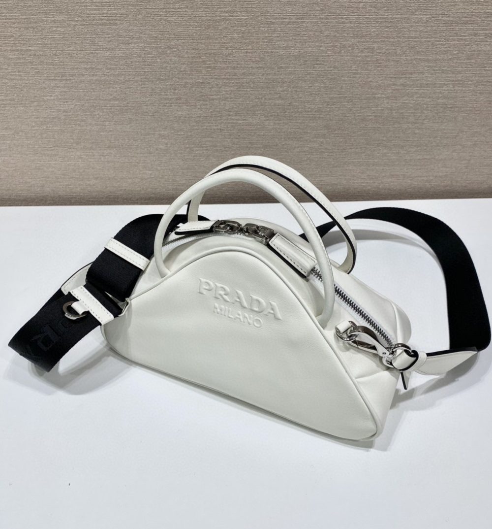 Prada Triangle Bag White For Women, Women's Bags 9.8in/25cm 1BB082_2BYA_F0009_V_NEO