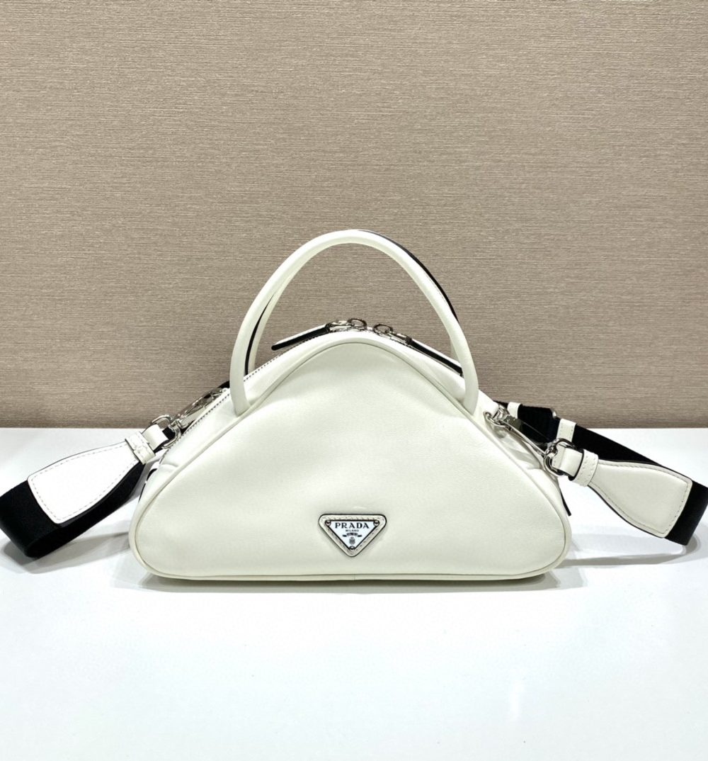 Prada Triangle Bag White For Women, Women's Bags 9.8in/25cm 1BB082_2BYA_F0009_V_NEO