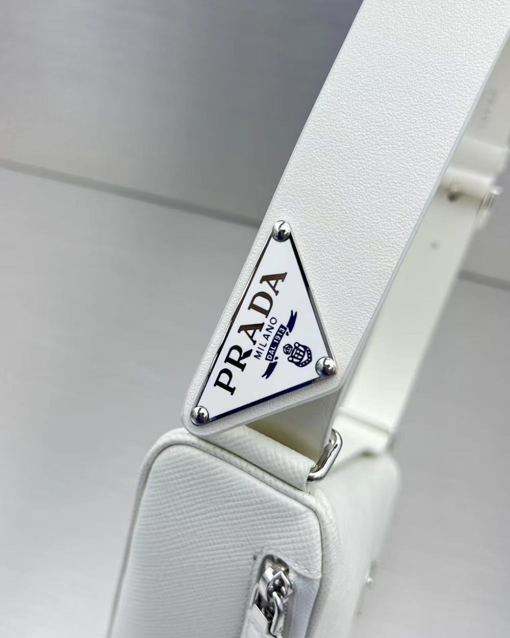 Prada Triangle Mini Bag White For Women, Women's Bags 9.8in/25cm