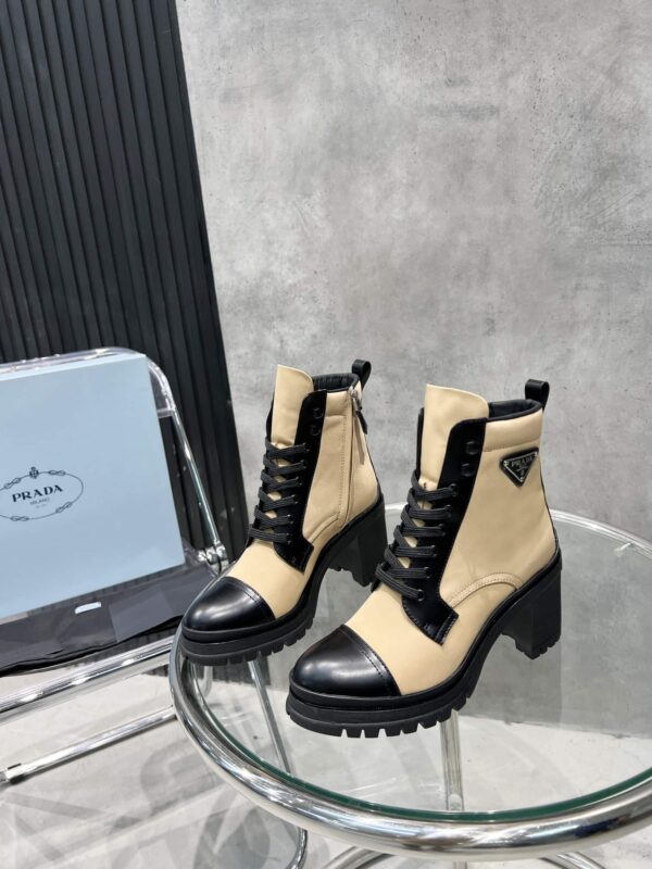 Prada Tronchetti Lace-Up Boot Beige For Women PRD 