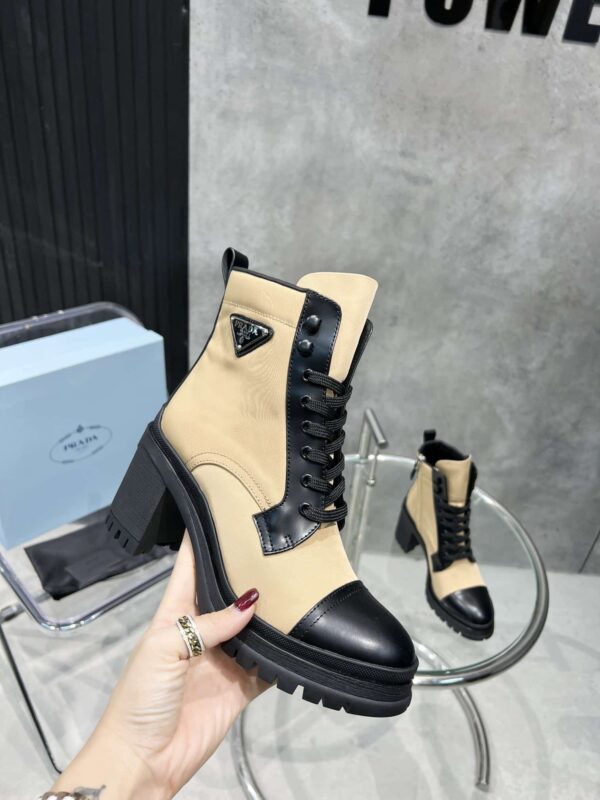 Prada Tronchetti Lace-Up Boot Beige For Women PRD 