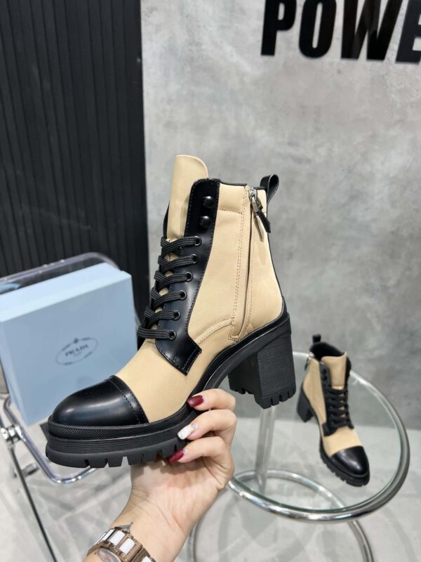 Prada Tronchetti Lace-Up Boot Beige For Women PRD 
