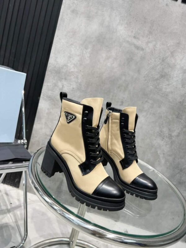 Prada Tronchetti Lace-Up Boot Beige For Women PRD 