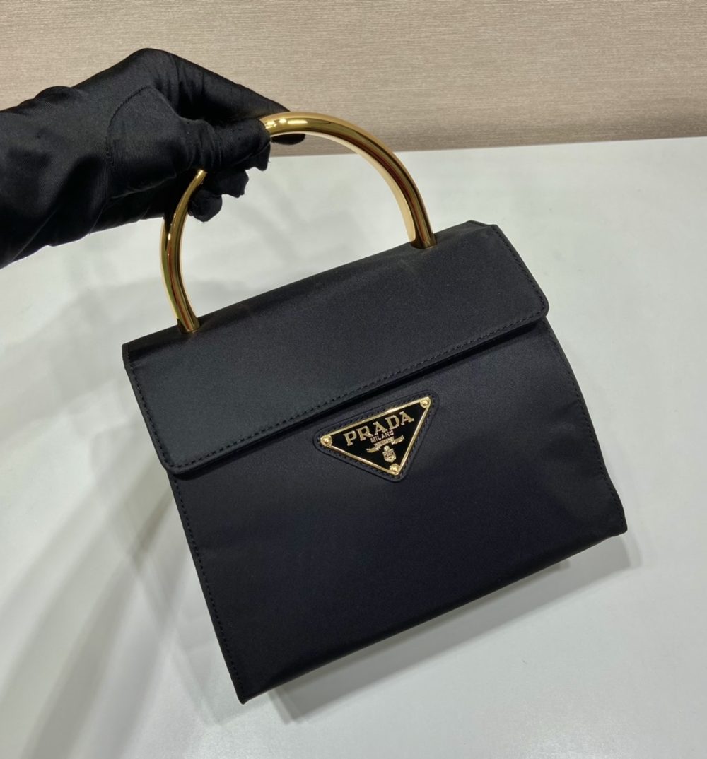 Prada Vintag Handle Bag Black For Women, Women's Bags 8.2in/21cm