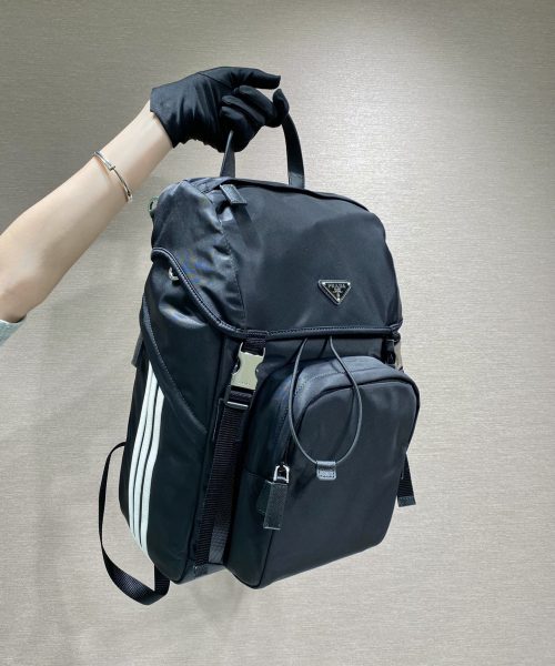 Prada x Adidas Re-Nylon And Saffiano Backpack Black For Women, Women's Bags 17.7in/45cm
