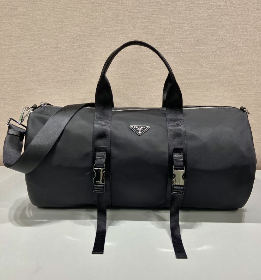 Prada x Adidas Re-Nylon Duffle Bag Black For Women, Women's Bags 19.7in/50cm