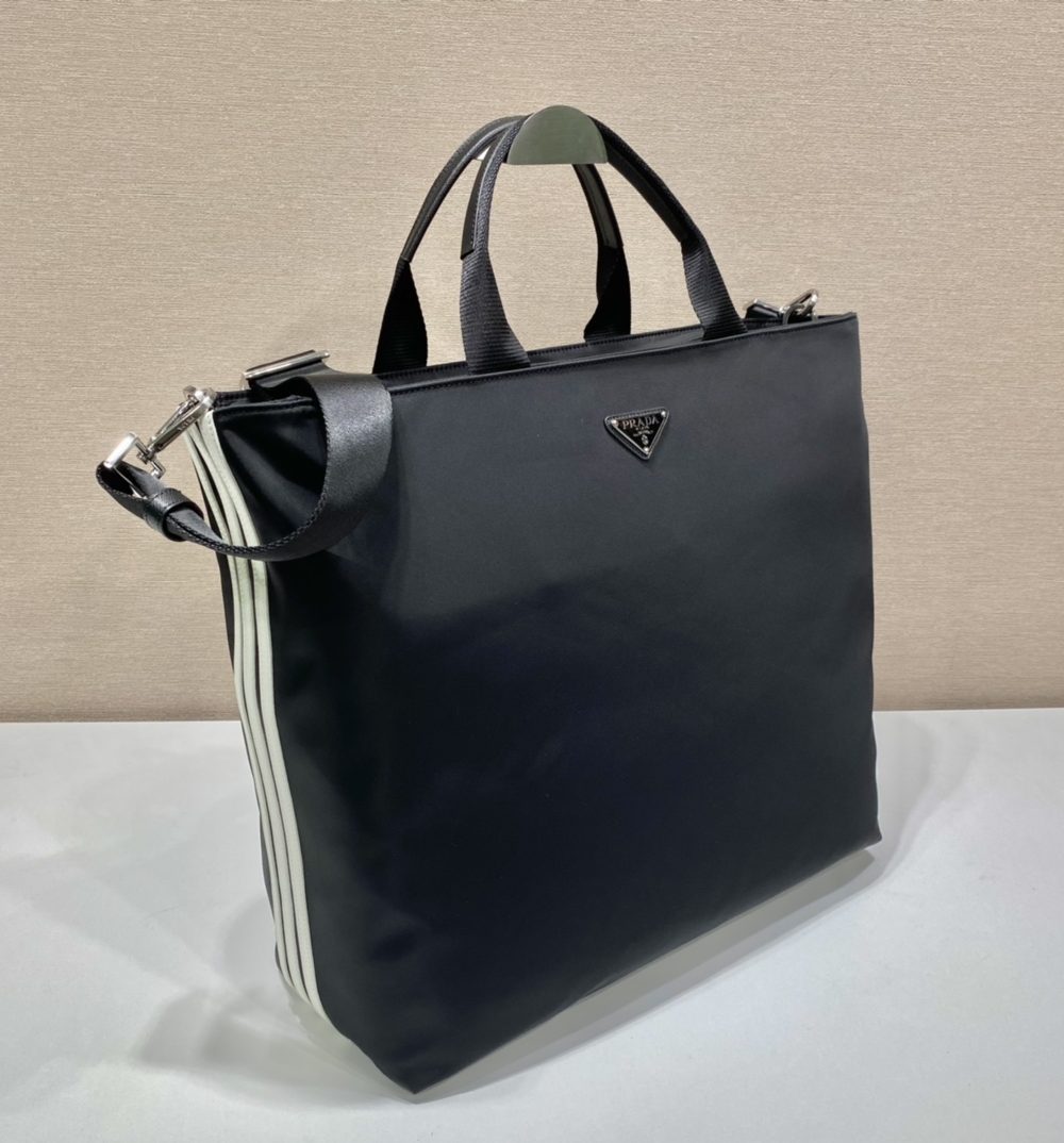 Prada x Adidas Re-Nylon Shopping Bag Black For Women, Women's Bags 15.7in/40cm