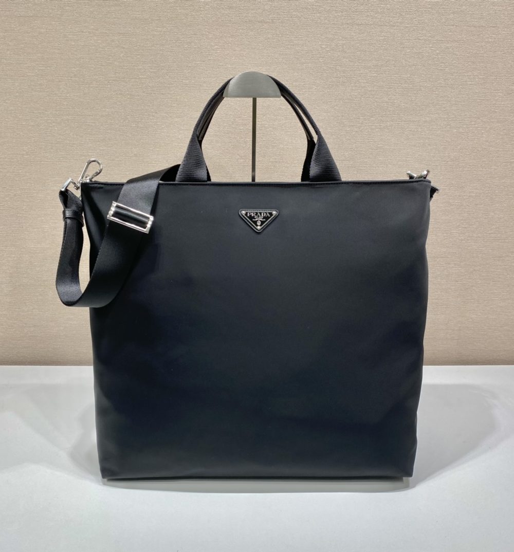Prada x Adidas Re-Nylon Shopping Bag Black For Women, Women's Bags 15.7in/40cm
