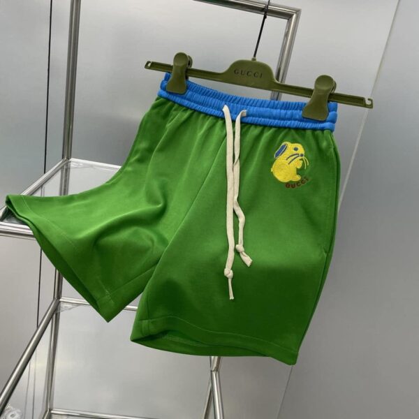 Rabbit Embroidered Patch Jacket And Shorts Green For Women