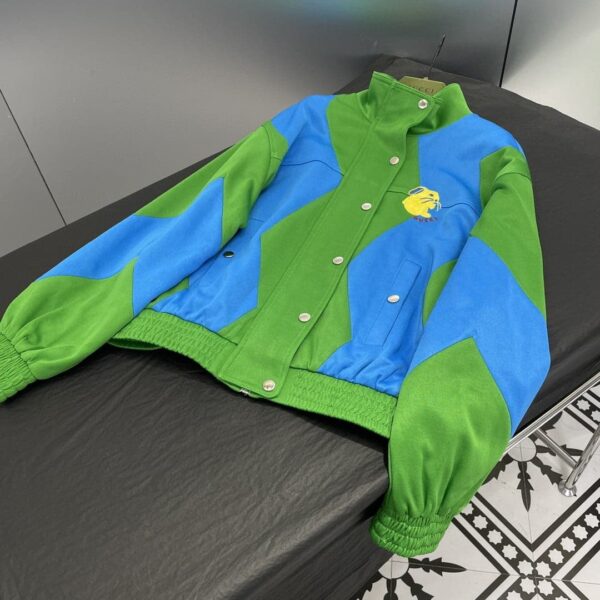 Rabbit Embroidered Patch Jacket And Shorts Green For Women