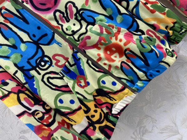 Rabbit Print Jacket And Pants Multicolor For Women