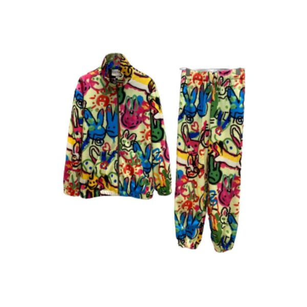 Rabbit Print Jacket And Pants Multicolor For Women