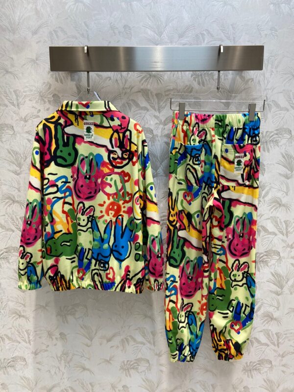 Rabbit Print Jacket And Pants Multicolor For Women