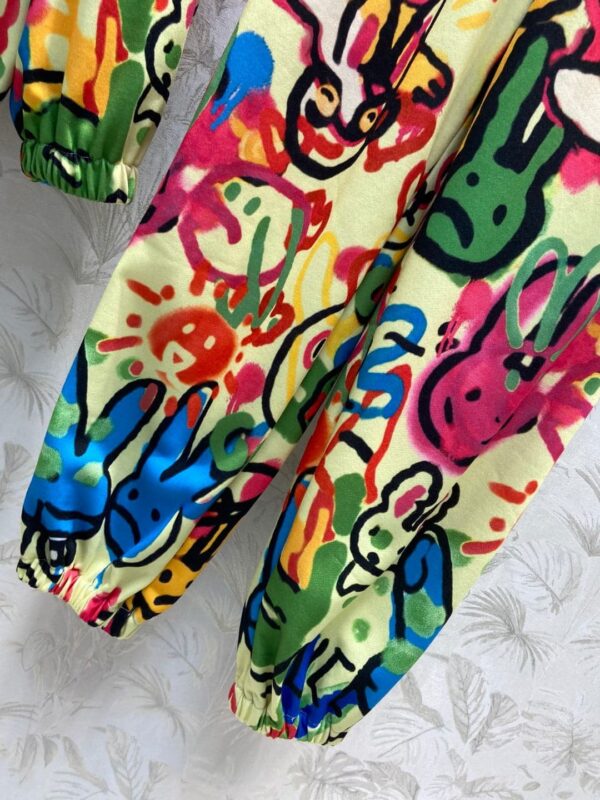 Rabbit Print Jacket And Pants Multicolor For Women