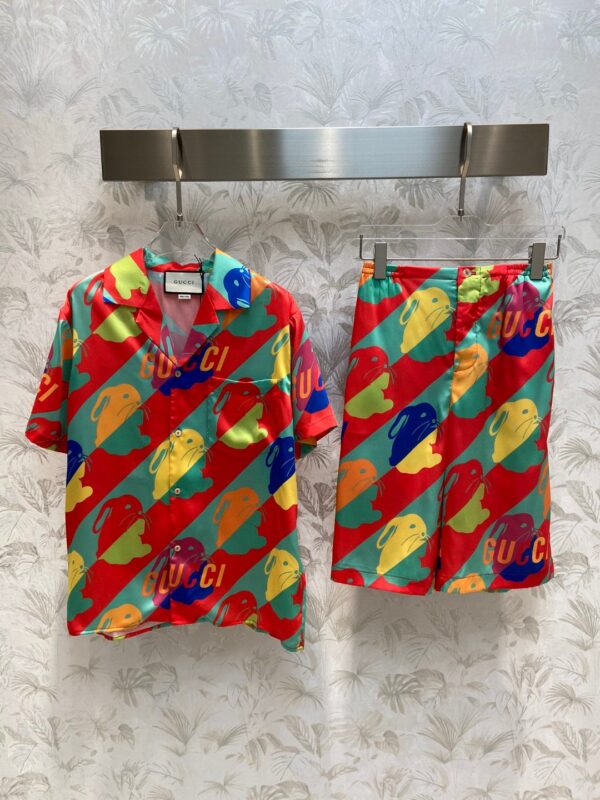 Rabbit Print Shirt And Shorts Multicolor For Women