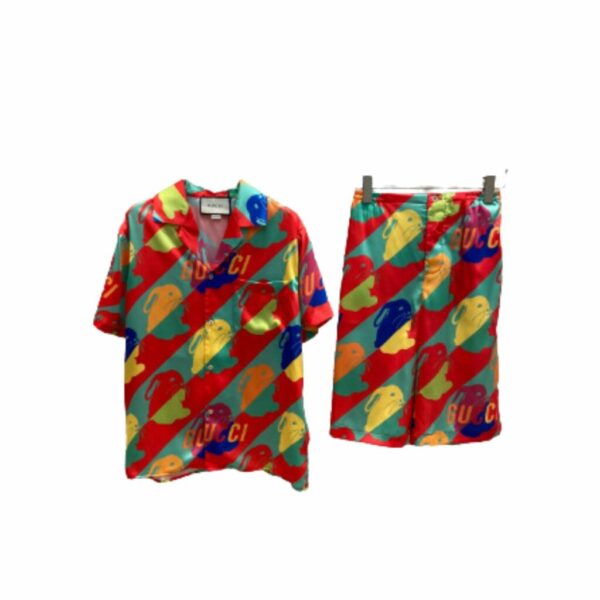 Rabbit Print Shirt And Shorts Multicolor For Women